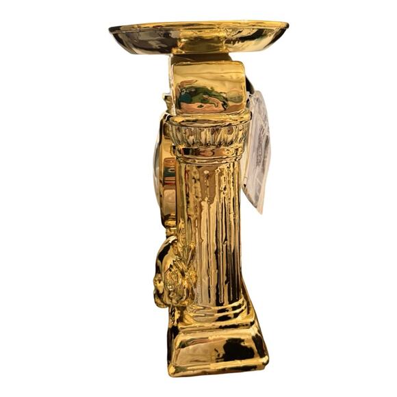 NEW Bath & Body Works Gold Skull Clock Pedestal 3-Wick Candle Holder Decor - Picture 4 of 10